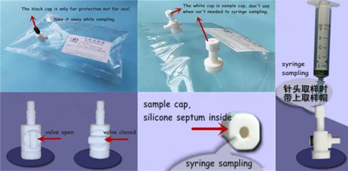 Teflon®FEP gas sampling bag with PTFE dual-valve & septum port syringe sampling FEV32_80L (air sample bags)