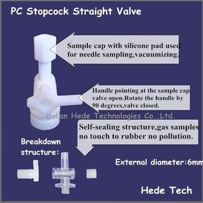 Kynar PVDF gas sampling bag with stopcock combination valve with silicone septum  KYN11_0.3L (air sample bag) HEDE   HedeTech supplier